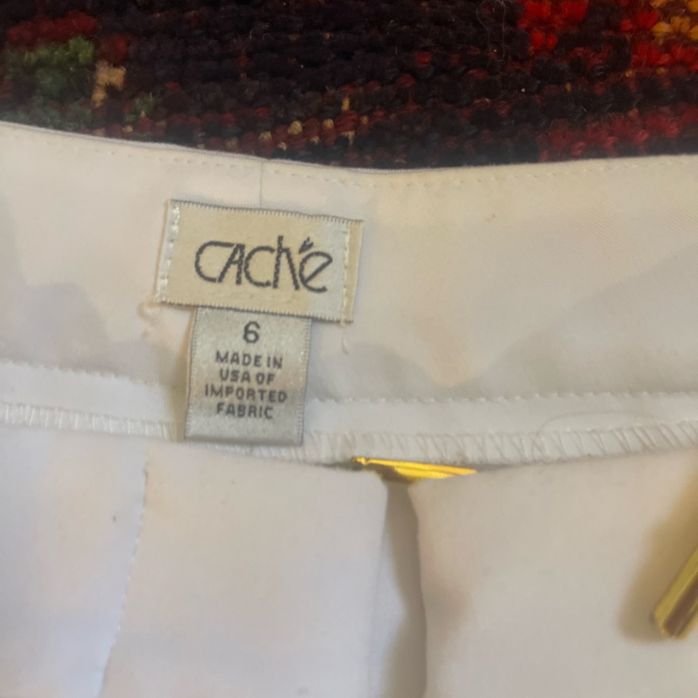 White Wide Leg Pants slacks lined dress pants by Cache’ Women’s size 6 - Picture 5 of 7